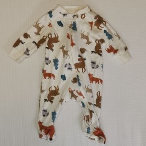 Carter's Cream and Brown Animal Print Footie